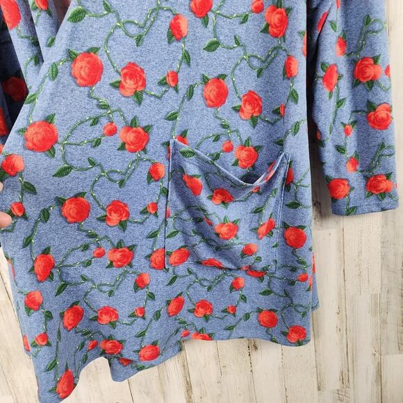 LuLaRoe Caroline Cardigan Sweater Blue Red Size 2XL - Picture 7 of 10